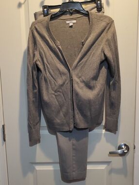 Grey Pants & Cardigan Set